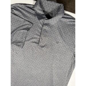 Ariat Tek Mens M Gray Geo Print Short Sleeve Polo Shirt Performance Golf Logo